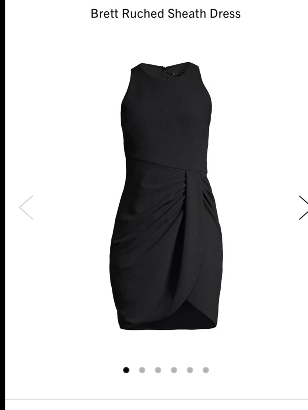 Black Halo Brett Ruched Sheath Dress | Black | Size 2 | One Owner Saks $375